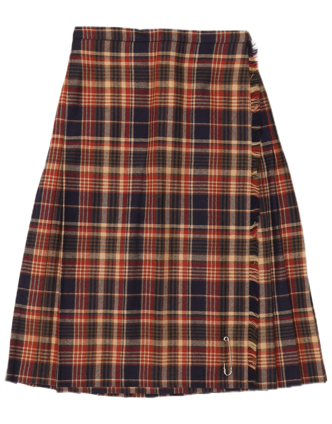 Fusta Wrap Vintage pentru femei UK 12 Medium W27 Lână virgină în carouri multicolore