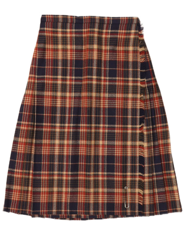 Fusta Wrap Vintage pentru femei UK 12 Medium W27 Lână virgină în carouri multicolore