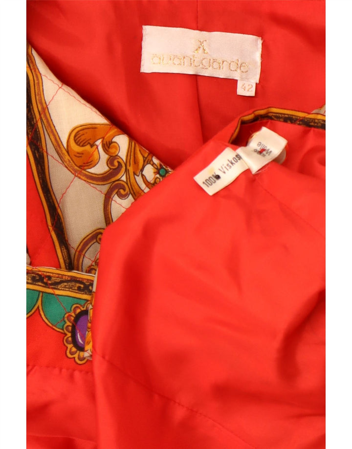 VINTAGE Jachetă cu 5 nasturi cu grafică pentru femei IT 42 Paisley portocaliu mediu