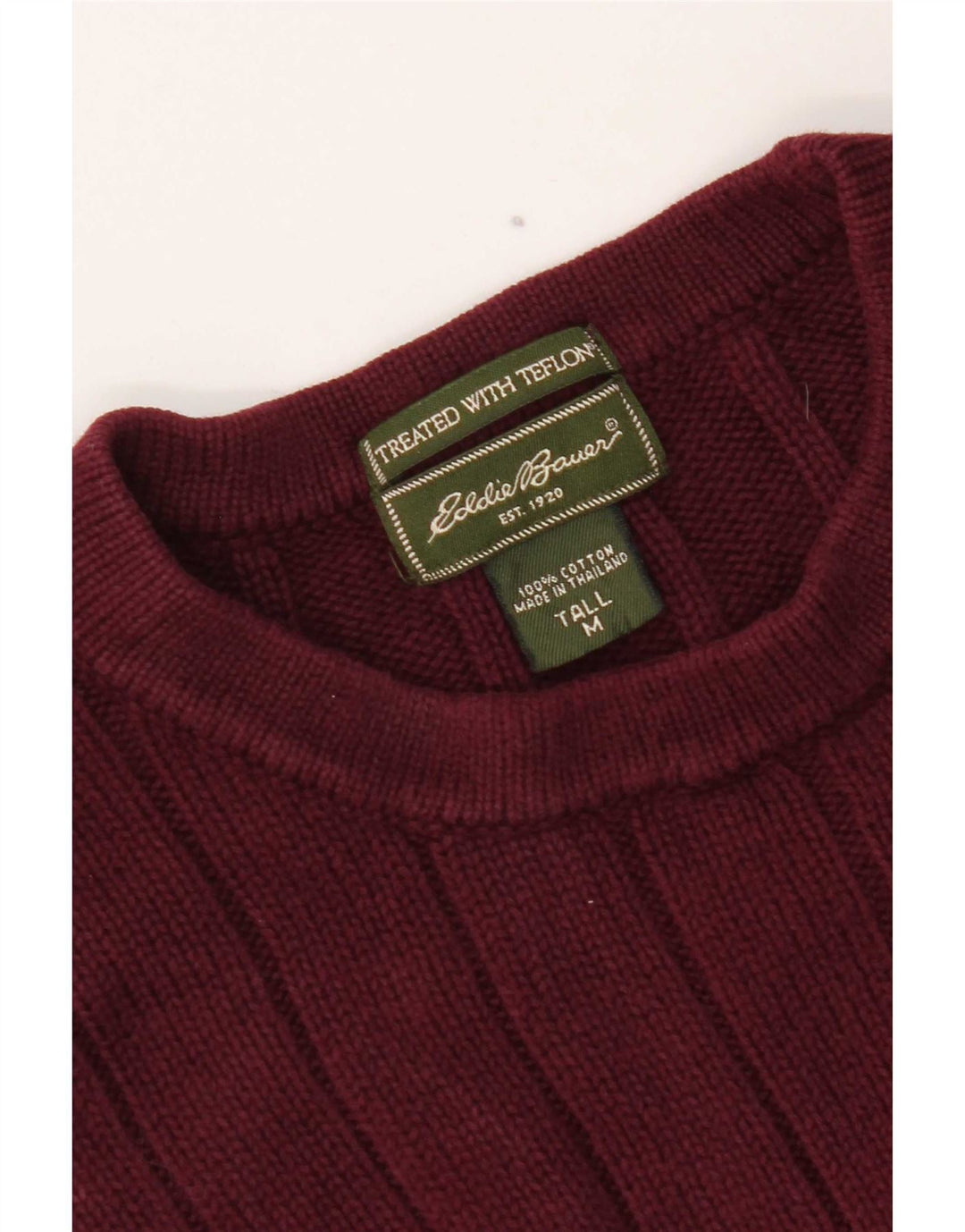 Pulover pentru bărbați înalt cu gât crew Eddie Bauer, bumbac burgundă mediu