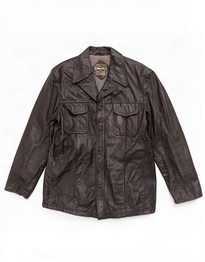 Jachetă de piele vintage pentru bărbați UK 36 Small Black