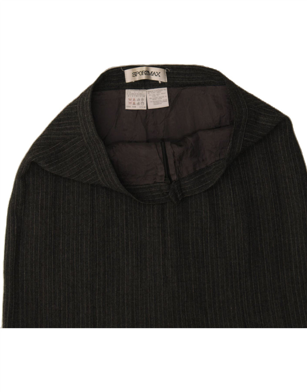 SPORTMAX Womens A-Line Skirt UK 12 Medium W26 Grey Striped Wool Vintage Sportmax and Second-Hand Sportmax from Messina Hembry 