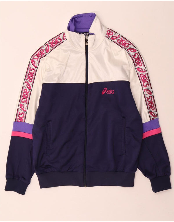 Jachetă de top pentru trening grafic ASICS pentru femei IT 48 XL, alb, bloc de culoare