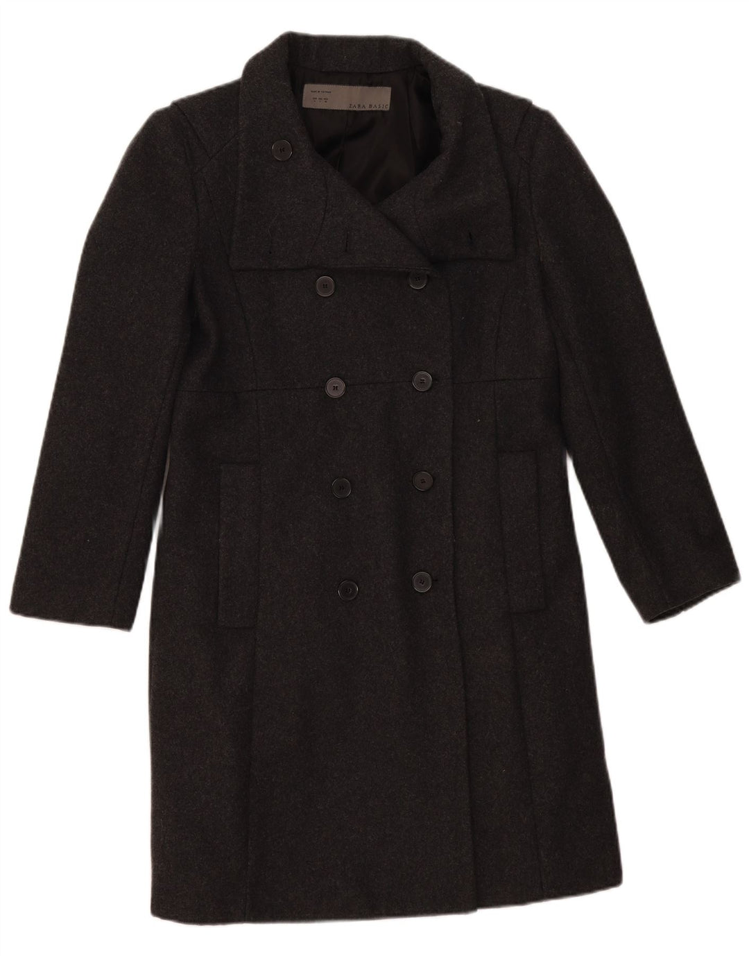 Palton dublu pentru femei Zara UK 16 Lână mare gri