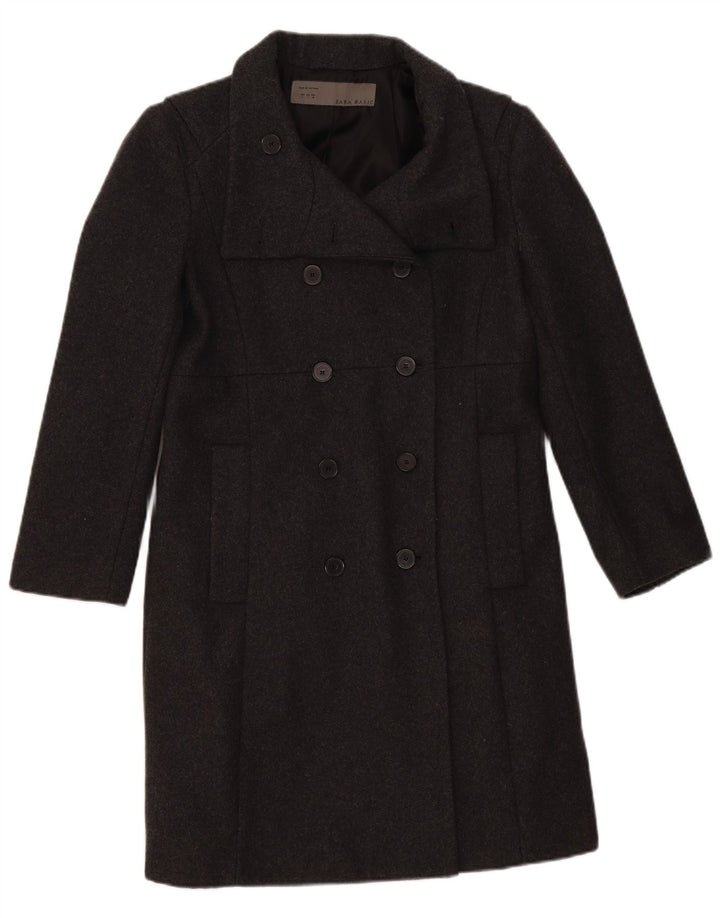 Palton dublu pentru femei Zara UK 16 Lână mare gri