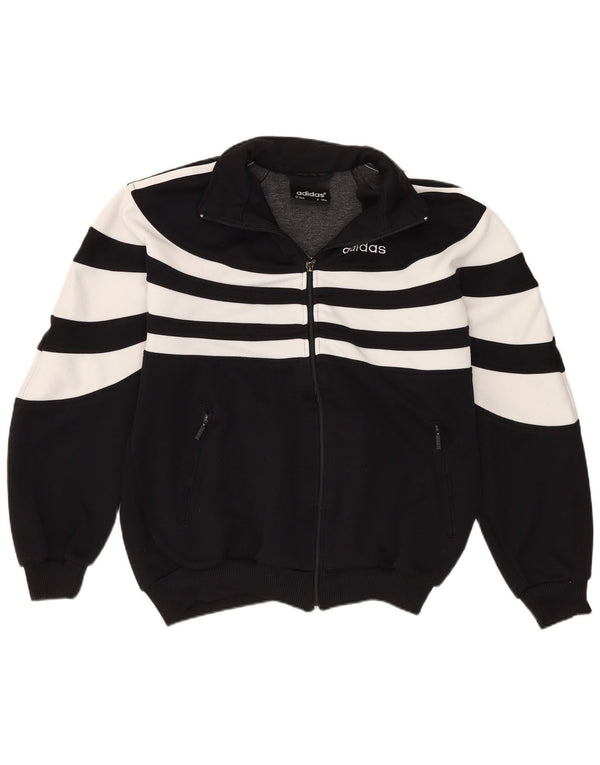 Adidas Girls Tracksuit Top Jacket 13-14 Years Black Colourblock Polyester
