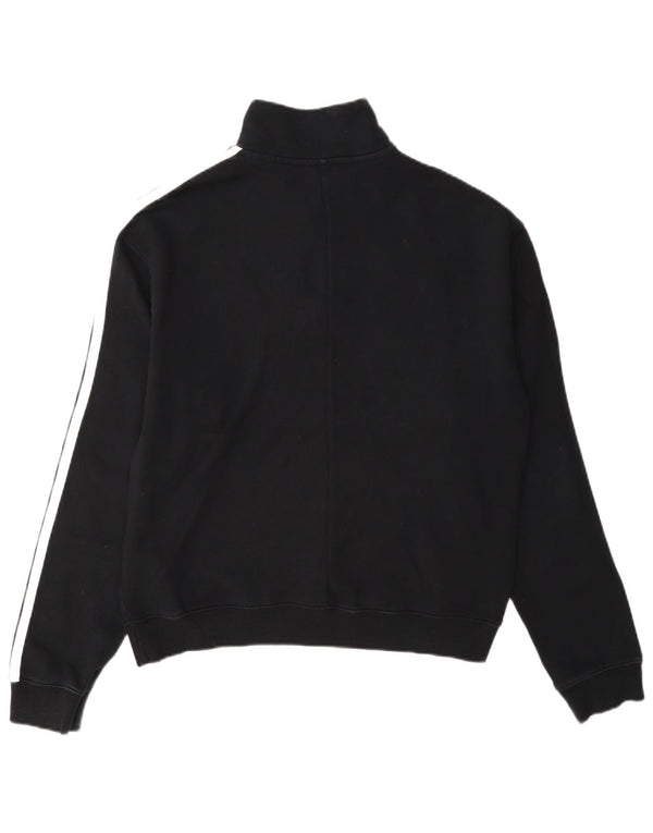 Pulover Adidas pentru femei, cu fermoar, cu gât, UK 12/14, bumbac mediu negru