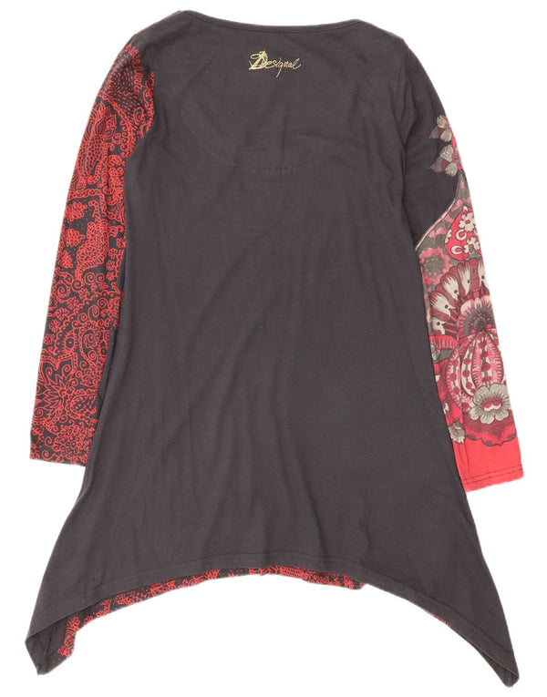 Top cu tunică asimetrică cu mânecă lungă pentru femei Desigual UK 12 Medium Gri Floral