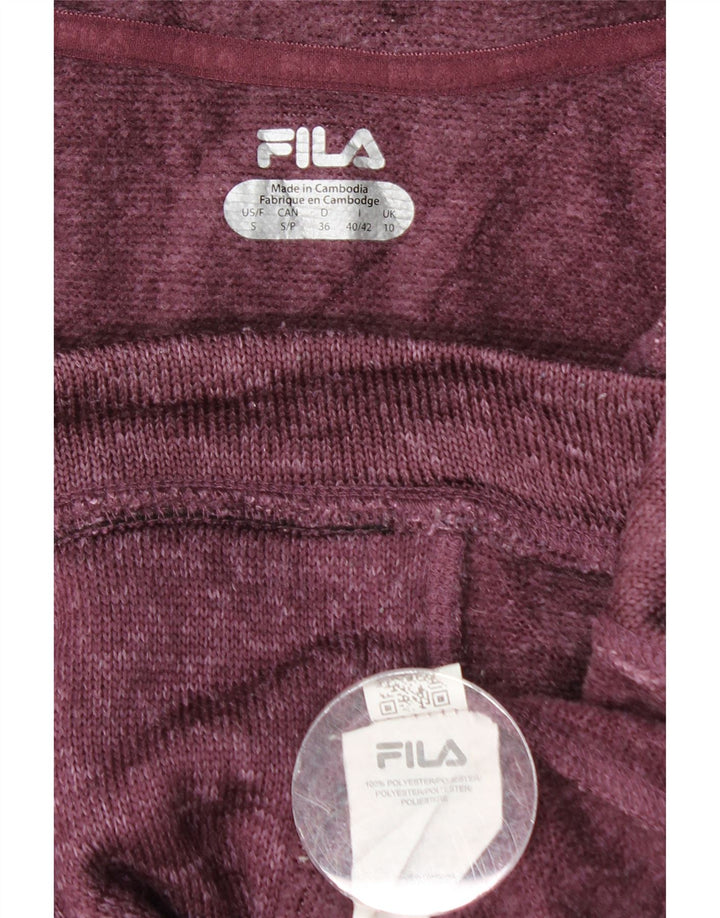 Jachetă de top pentru trening Fila pentru femei UK 10 Small Burgundy Flecked Poliester