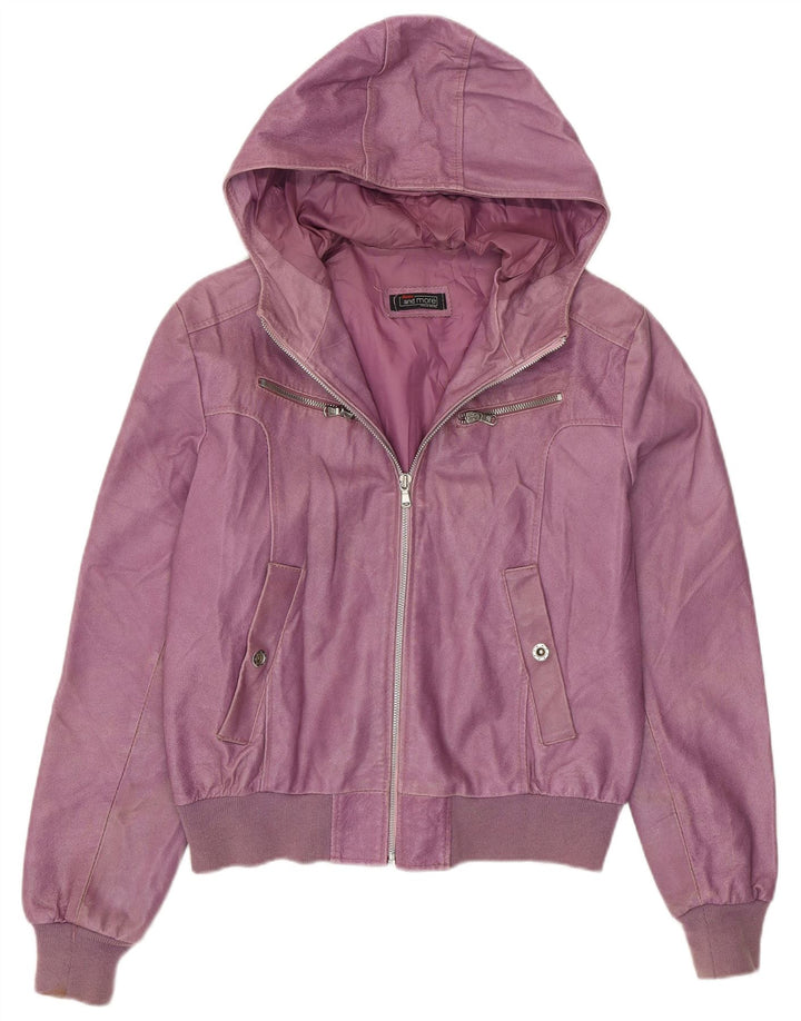 BATA AND MORE Jachetă cu glugă pentru femei UK 12 Medium Purple Leather