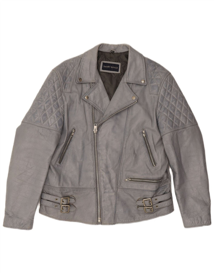 Jachetă motociclist din piele pentru femei Smart Range UK 20 2XL Piele albastră