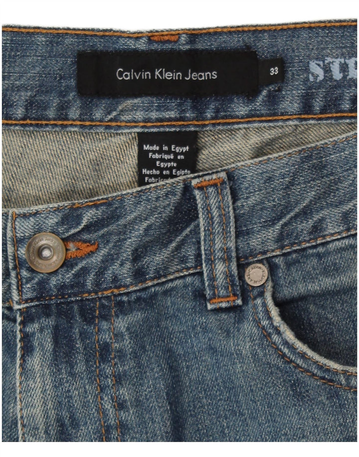 Pantaloni scurți din denim pentru bărbați Calvin Klein W33, bumbac albastru mediu