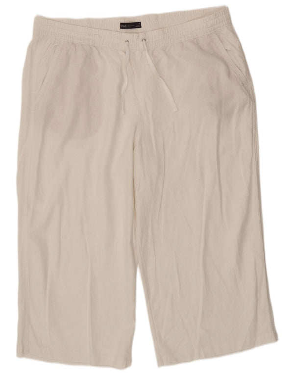 Pantaloni drepti Capri pentru femei Marks & Spencer UK 20 2XL W40 L21 Alb