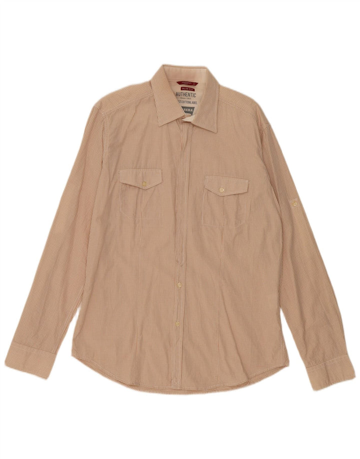 Cămașă pentru bărbați Carrera Slim Fit, mare, bej, din bumbac