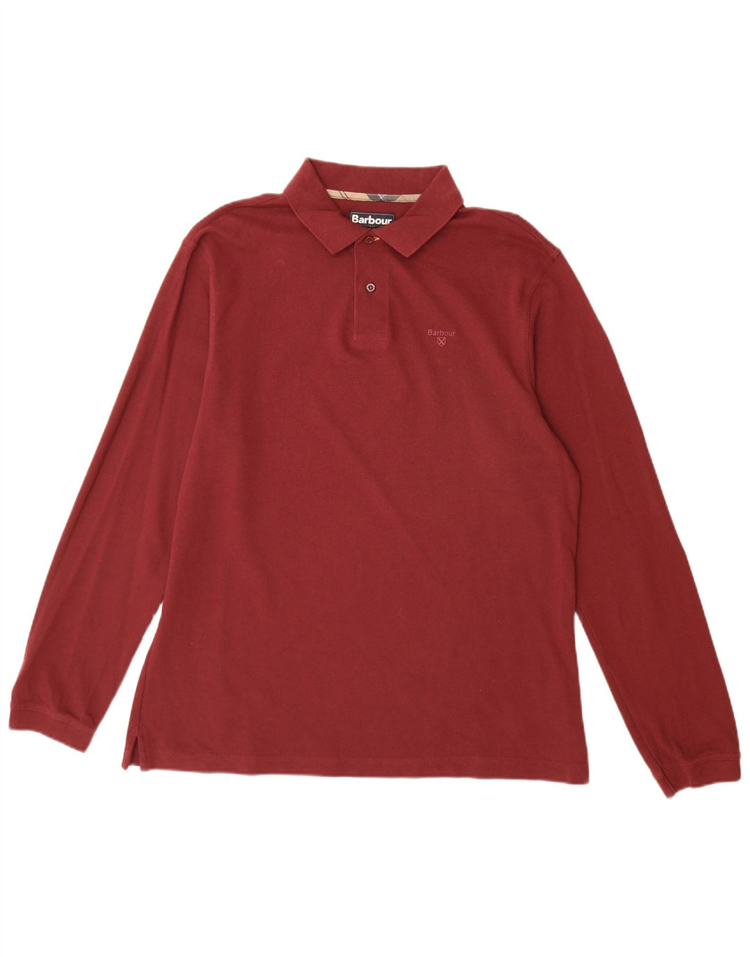 BARBOUR Cămașă Polo cu mânecă lungă pentru bărbați XL Bumbac Burgundy
