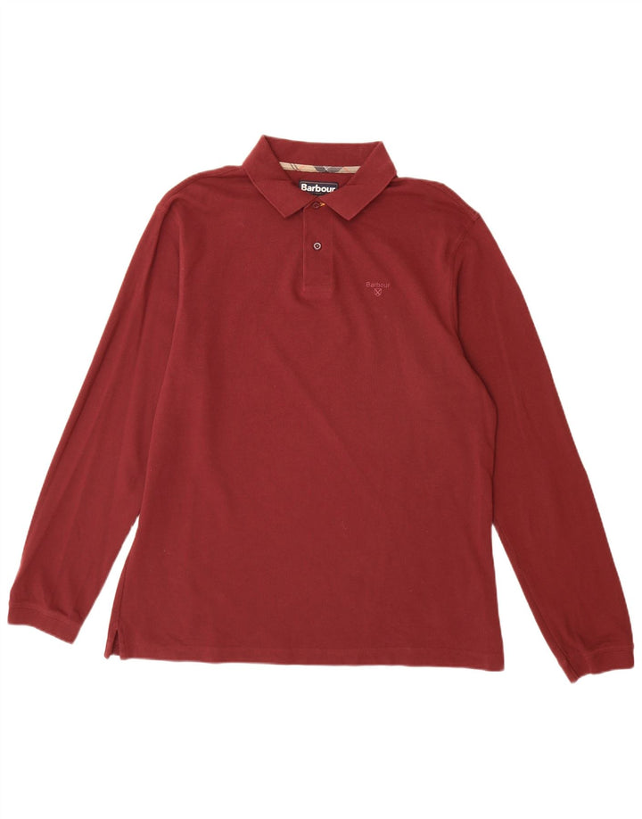 BARBOUR Cămașă Polo cu mânecă lungă pentru bărbați XL Bumbac Burgundy