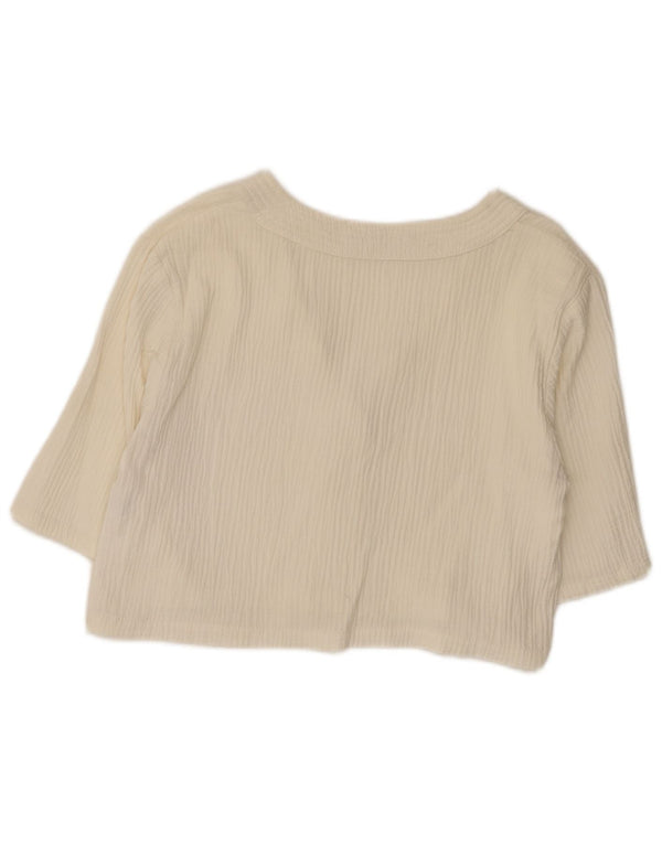 Top cardigan cu mâneci 3/4 pentru femei Zara UK 12 bumbac alb mediu