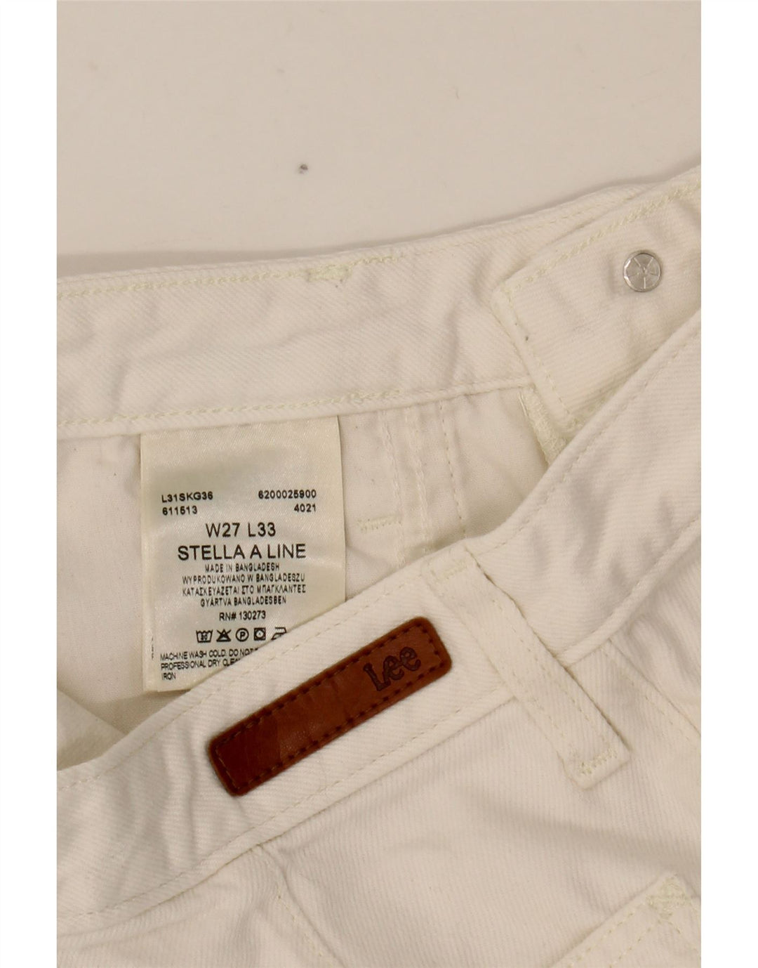 Blugi LEE Stella pentru femei cu picioare largi W27 L27 bumbac alb