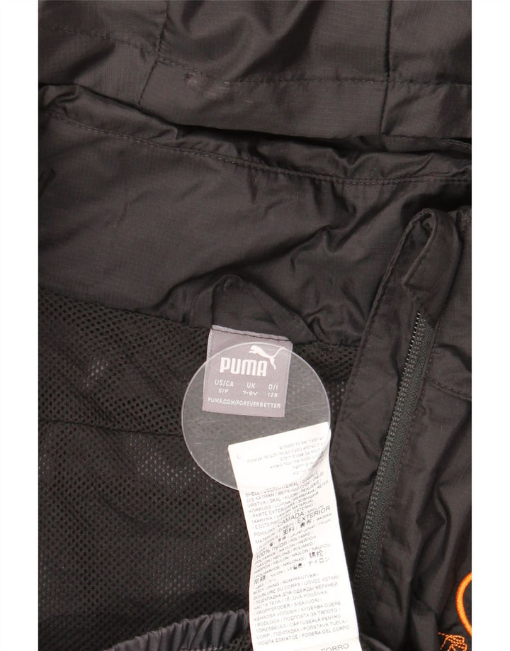 Jachetă de ploaie cu glugă grafică PUMA pentru fete, 7-8 ani, nailon negru color bloc