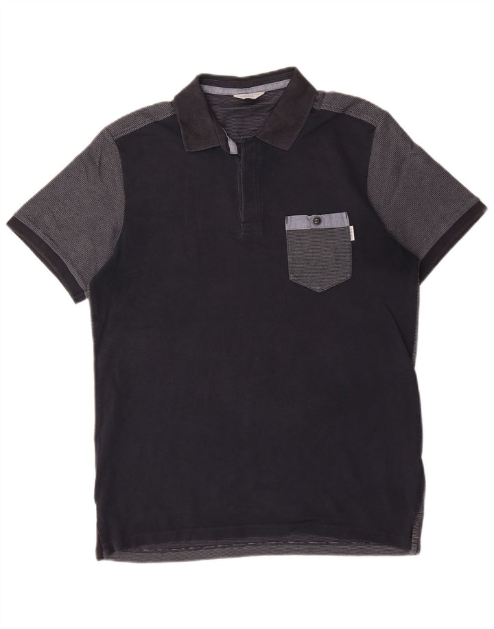 Cămașă polo Jack & Jones pentru bărbați, bumbac color bloc mediu, albastru bleumarin
