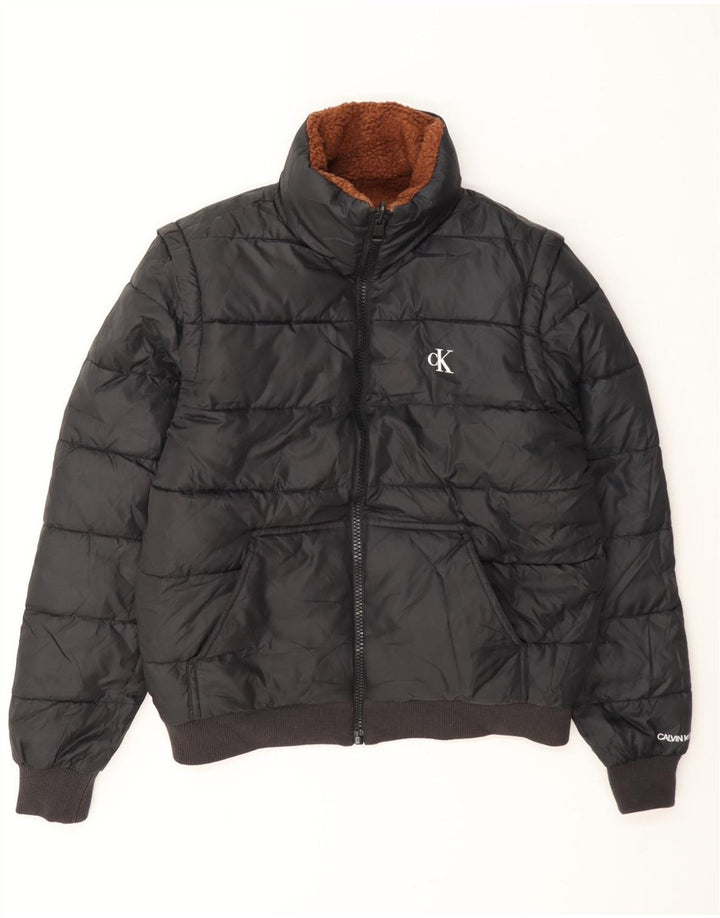 Jachetă căptușită reversibilă pentru bărbați Calvin Klein UK 36, maro mic, bloc de culoare