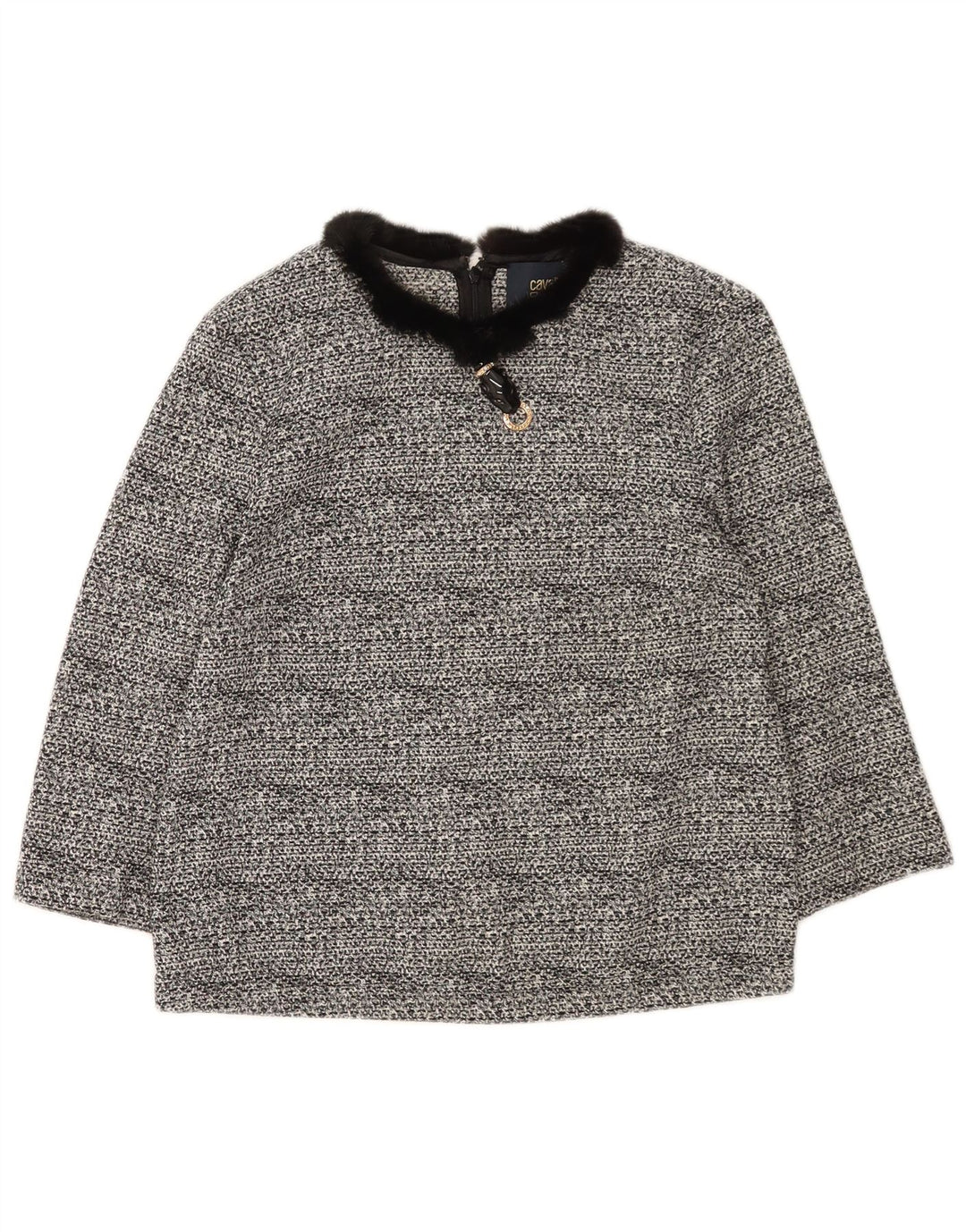 Bluză Crop pentru femei Cavalli cu mâneci 3/4 Top IT 40 Bumbac negru mic