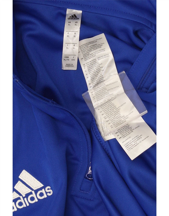 Adidas Climalite Graphic Zip Neck Top Maneca lunga XL Albastru Poliester