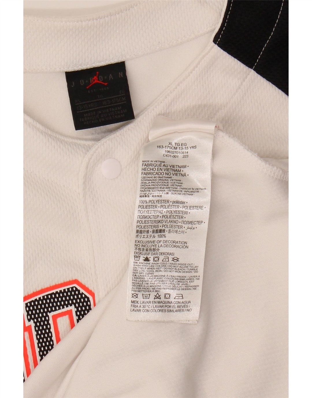 JORDAN Boys Graphic Jersey Top 13-14 Years XL White Colourblock Polyester