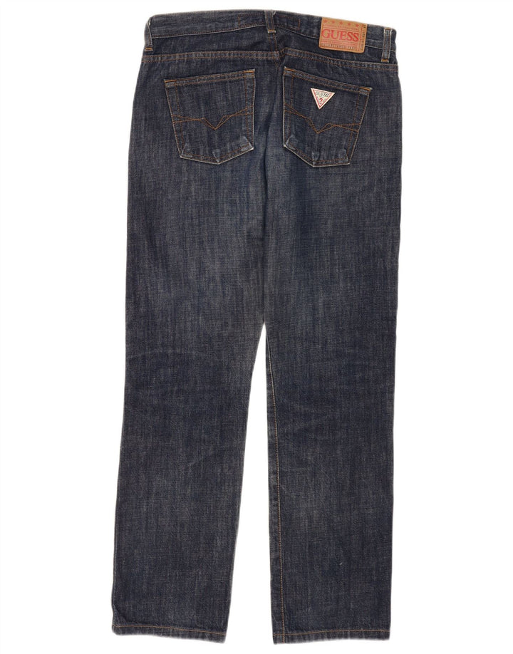 Blugi drepte pentru femei Guess W29 L28 bumbac bleumarin