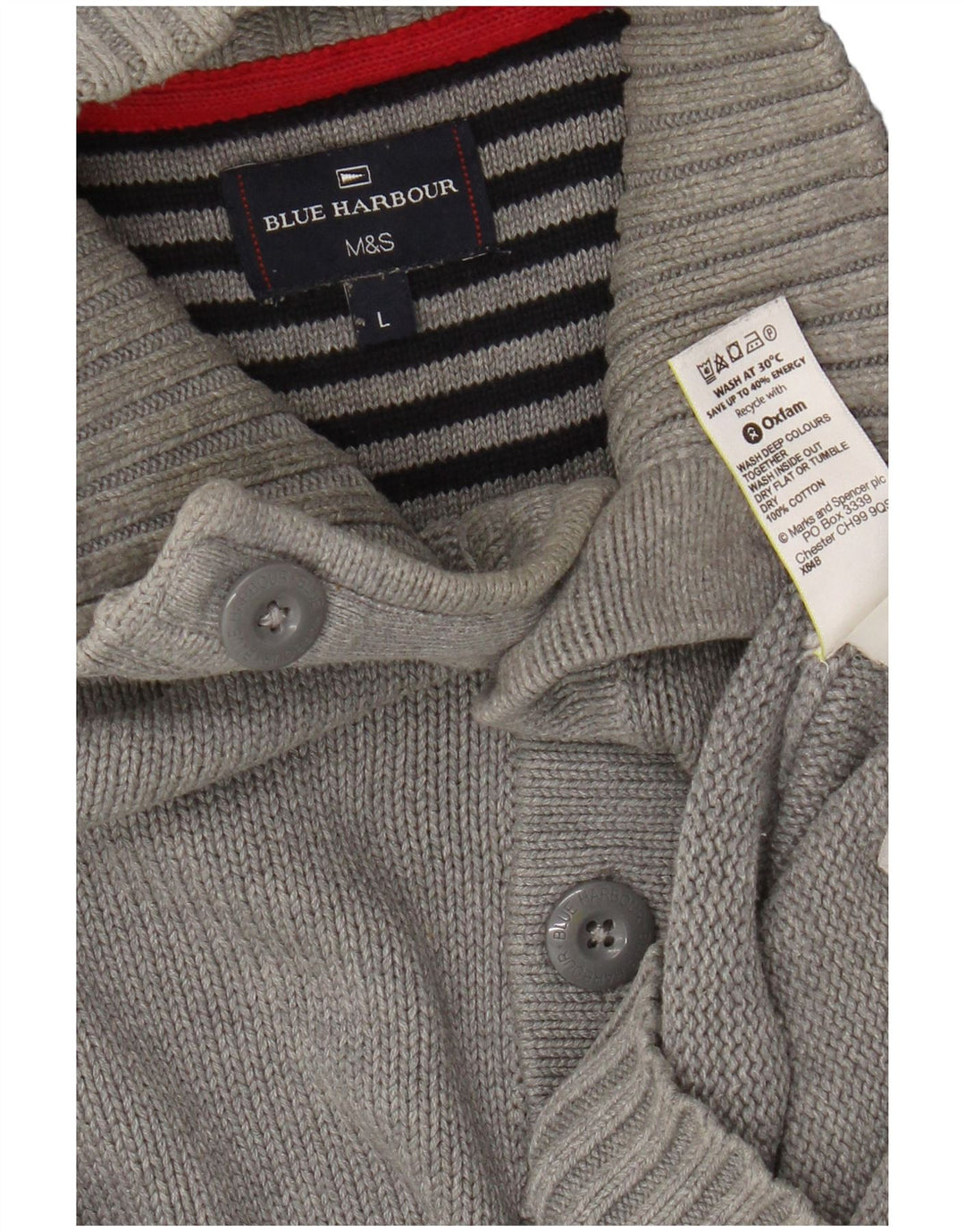 Marks & Spencer Pulover pentru bărbați, Blue Harbour, cu gât cu nasturi, mare, gri