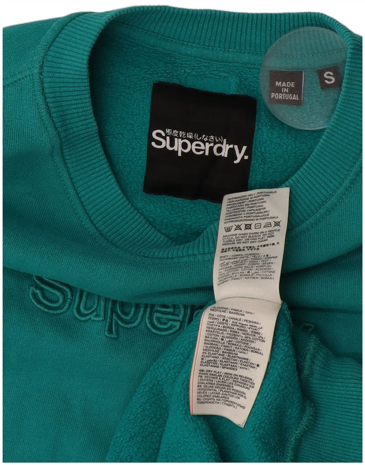 SUPERDRY Hanorac grafic pentru bărbați Pulover mic din bumbac turcoaz