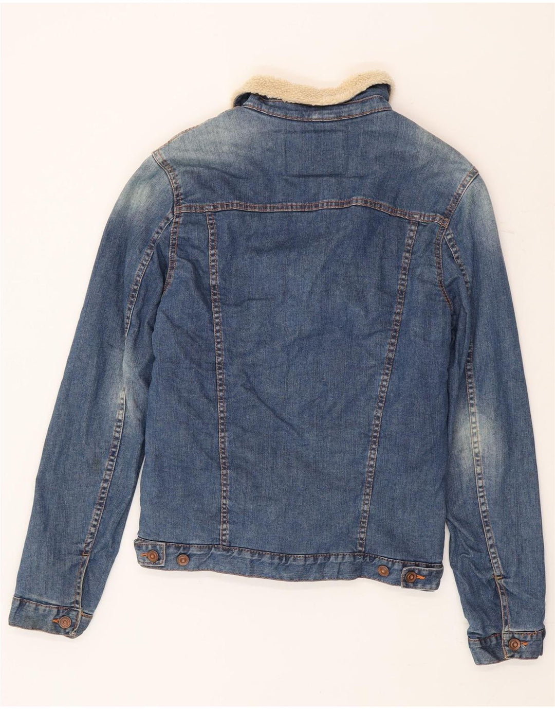 Jachetă de blugi Sherpa pentru bărbați Zara UK 36 Mic albastru Colorblock
