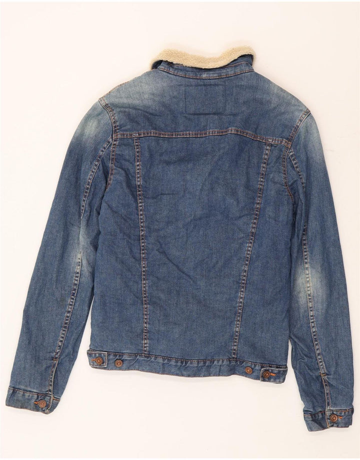 Jachetă de blugi Sherpa pentru bărbați Zara UK 36 Mic albastru Colorblock
