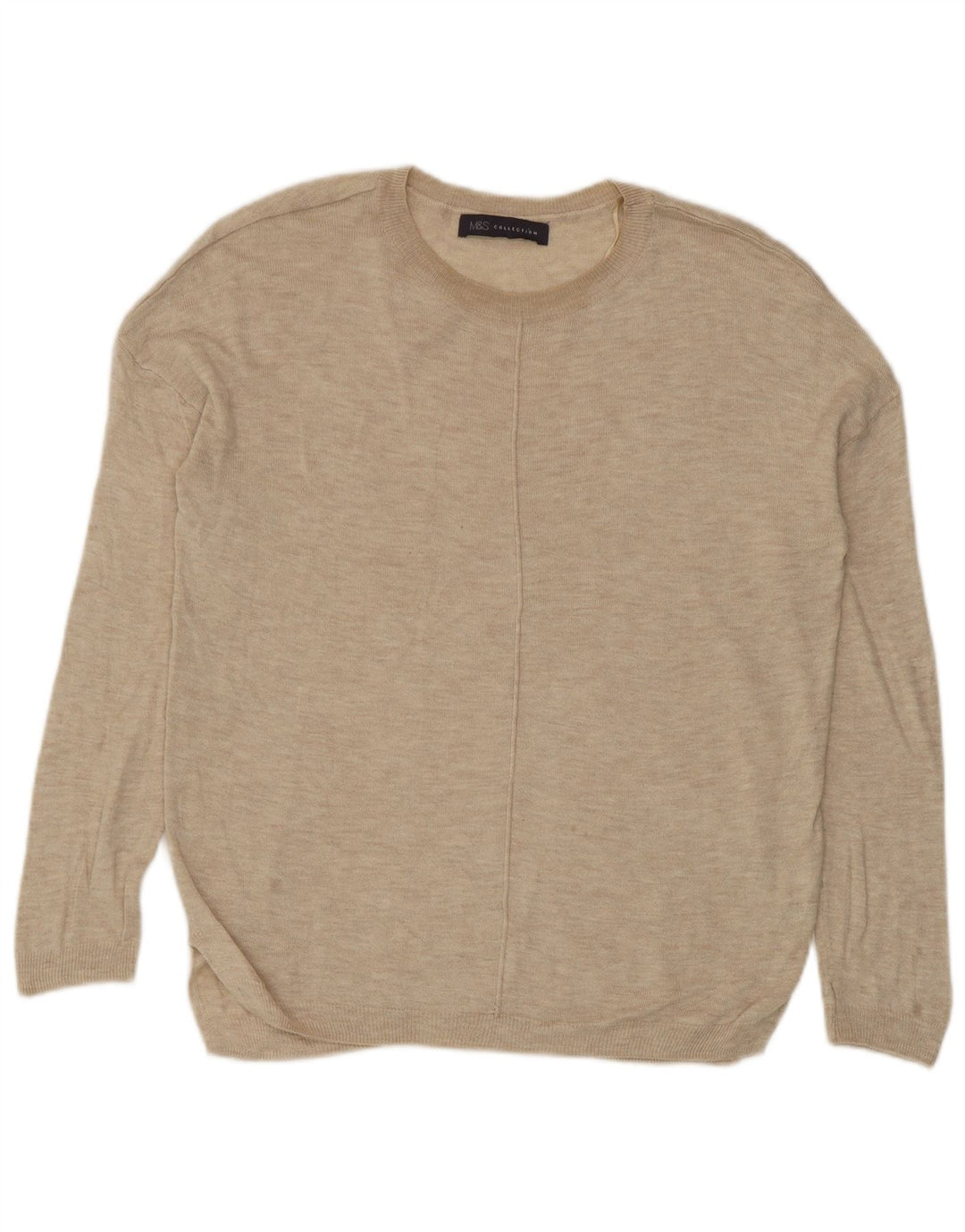 Pulover pentru femei Marks & Spencer cu decolteu rotund UK 10 Mic Bej Viscoză