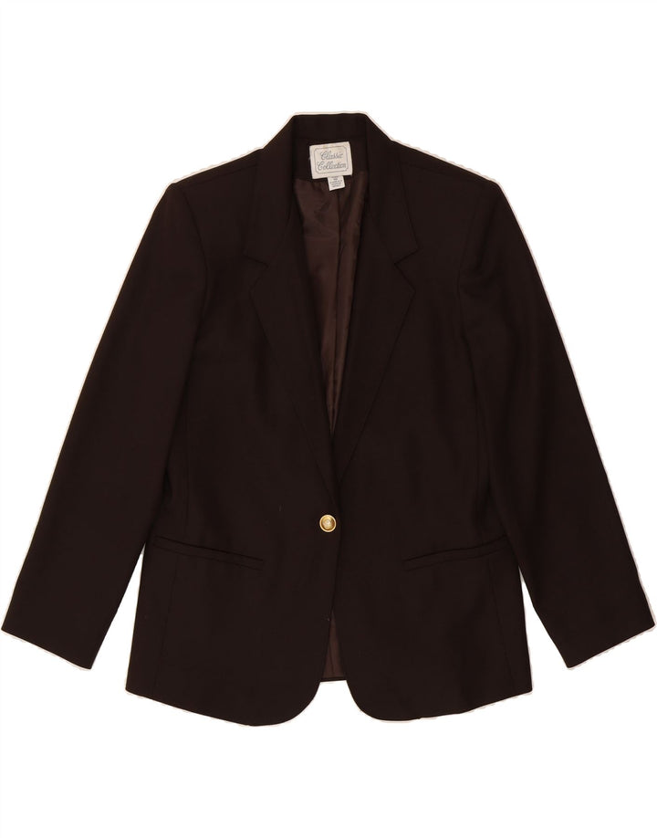 CLASSIC Womens 1 Button Blazer Jacket UK 10 Small Brown Polyester Vintage CLASSIC and Second-Hand CLASSIC from Messina Hembry 