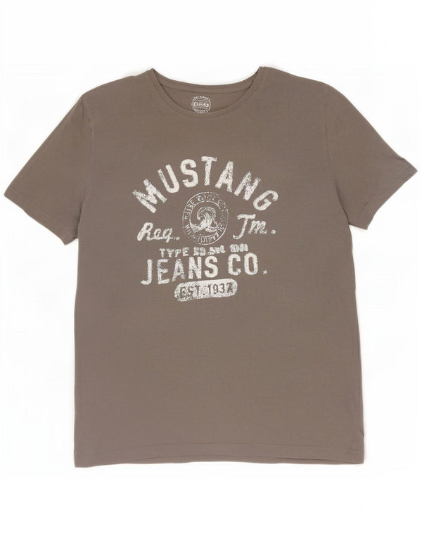 Tricou grafic pentru bărbați Mustang Top XL bumbac gri