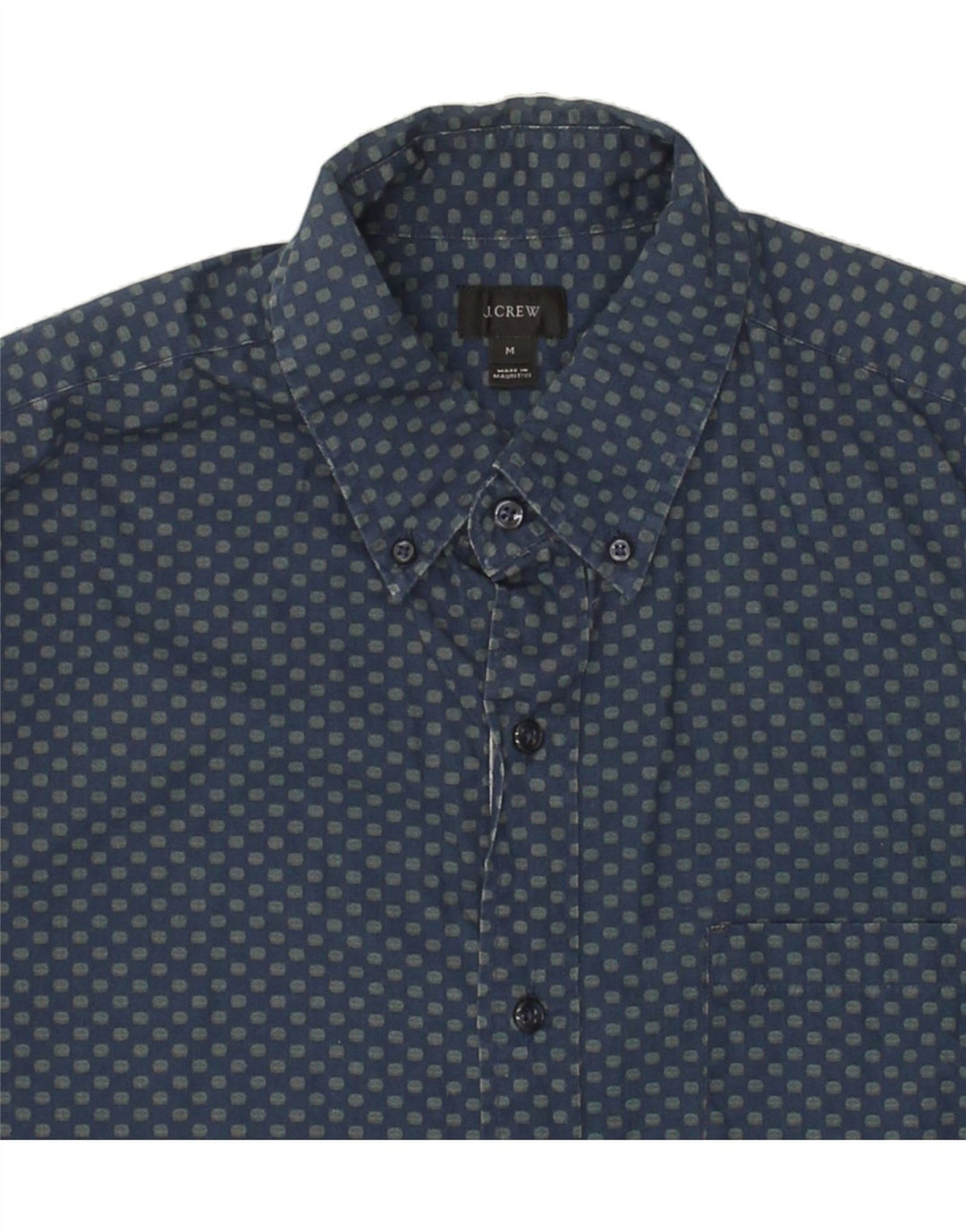 J. CREW Mens Shirt Medium Navy Blue Spotted Cotton Vintage J. Crew and Second-Hand J. Crew from Messina Hembry 