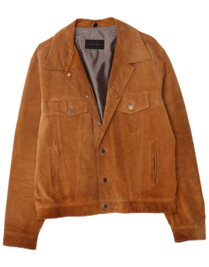 Jachetă vintage pentru bărbați din piele intoarsa UK 42 XL din piele maro