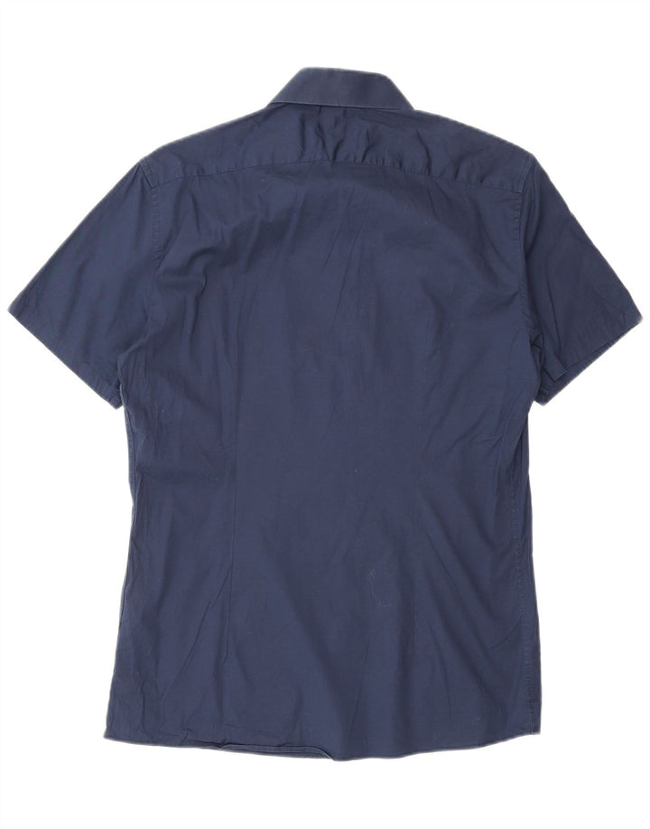 Cămașă cu mânecă scurtă pentru bărbați Reiss, bumbac, albastru bleumarin mediu