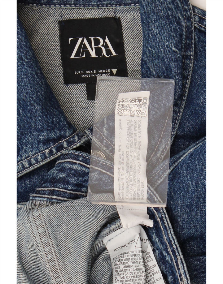 Jachetă de denim scurtă pentru femei Zara UK 10 mic, albastru, bumbac
