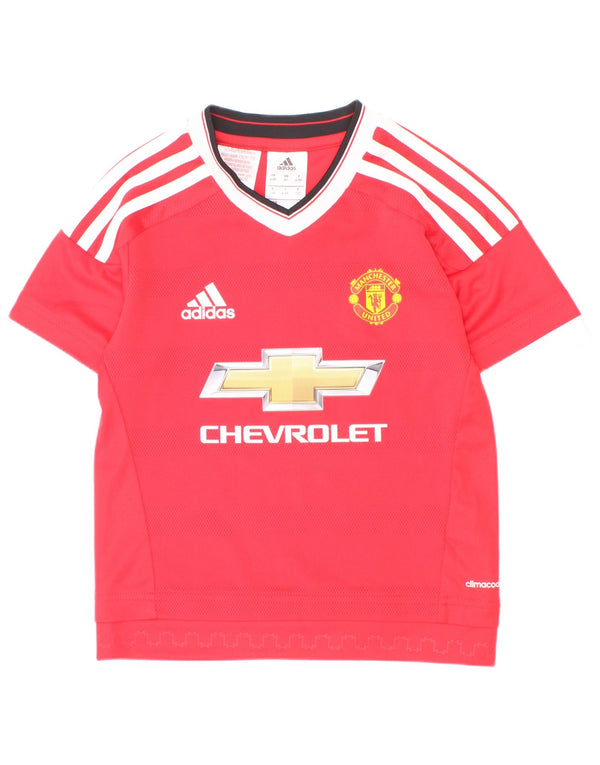 Tricou grafic Adidas pentru băieți Manchester United Top 4-5 ani roșu colorblock