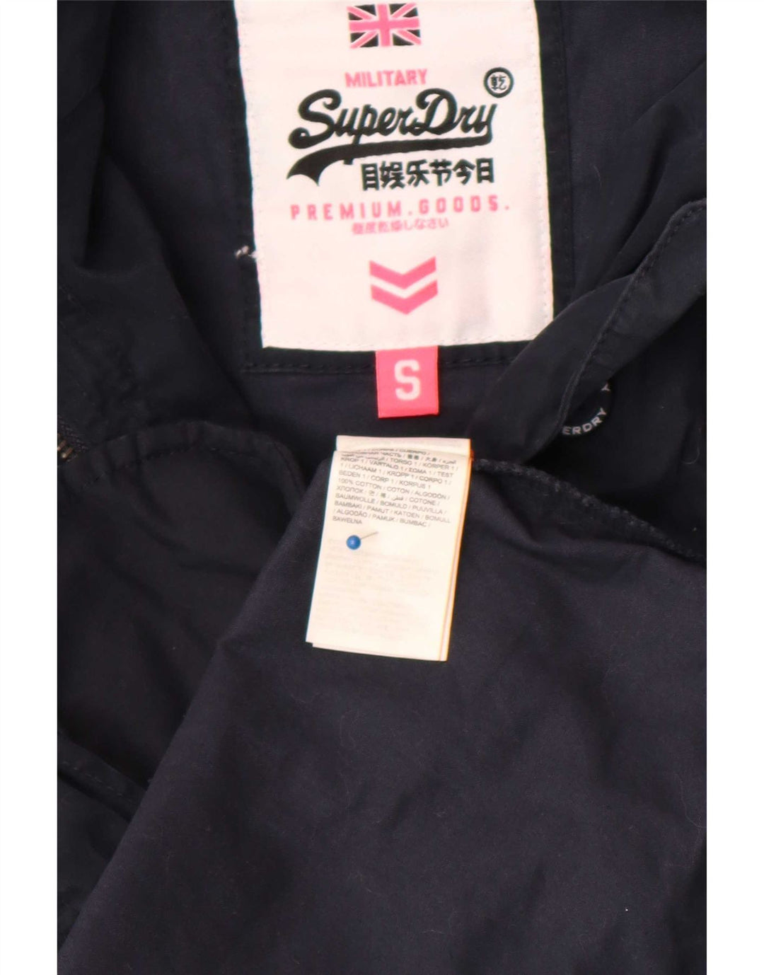 Jachetă parka cu glugă Superdry pentru femei UK 10 mic bumbac bleumarin