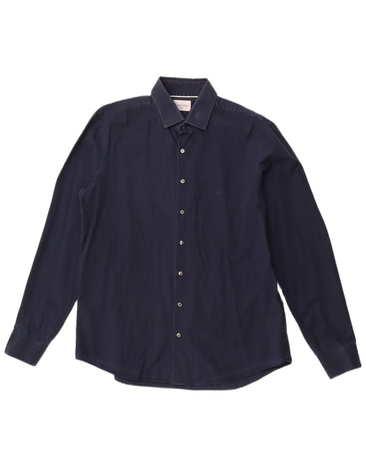 Cămașă pentru bărbați CALVIN KLEIN Slim Fit Mărimea 16 1/2 mare, bumbac bleumarin