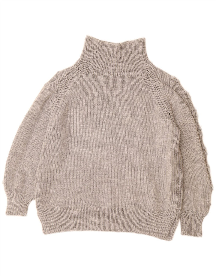VINTAGE Pulover cu gât rulat pentru femei UK 14 Large Gri
