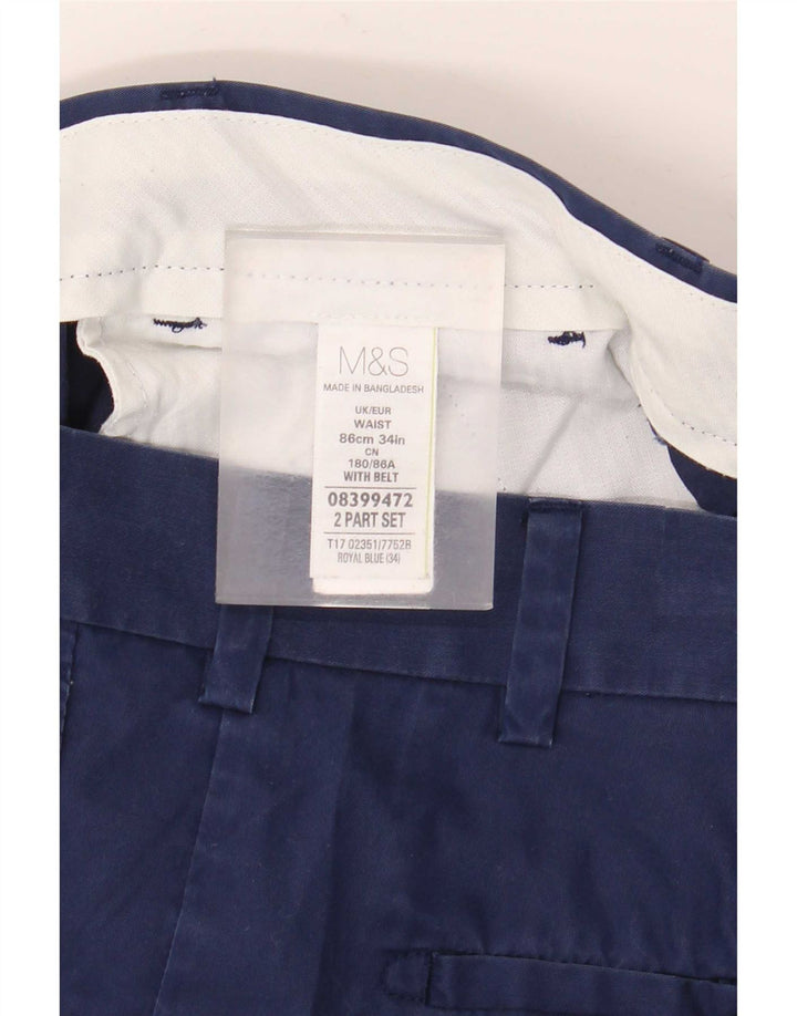 Pantaloni scurți chino pentru bărbați Marks & Spencer W34, mare, albastru, bumbac
