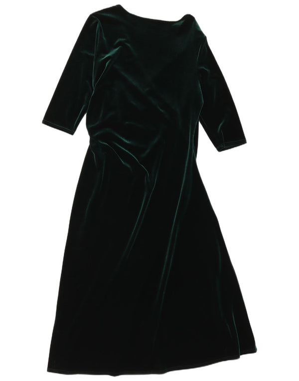 Rochie maxi vintage pentru femei din velur cu mâneci 3/4 UK 18 XL Poliester verde
