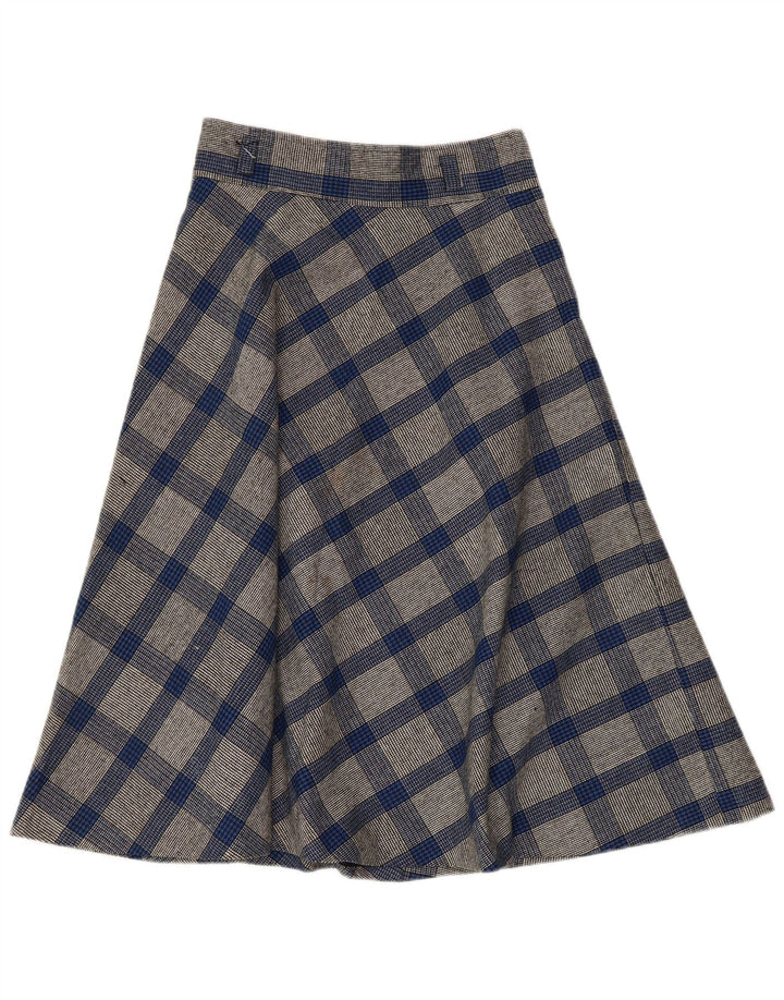 Fusta A-Line pentru femei VINTAGE W26 Small Blue Houndstooth