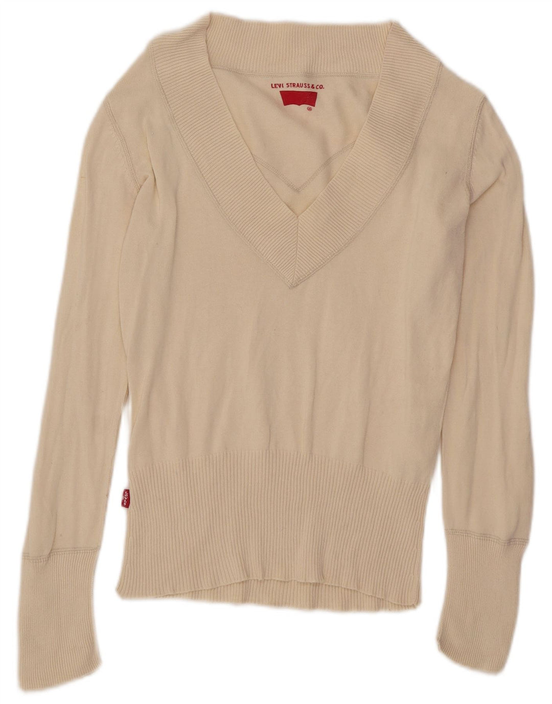 Pulover Levi's pentru femei cu decolteu în V UK 12 Medium Off White