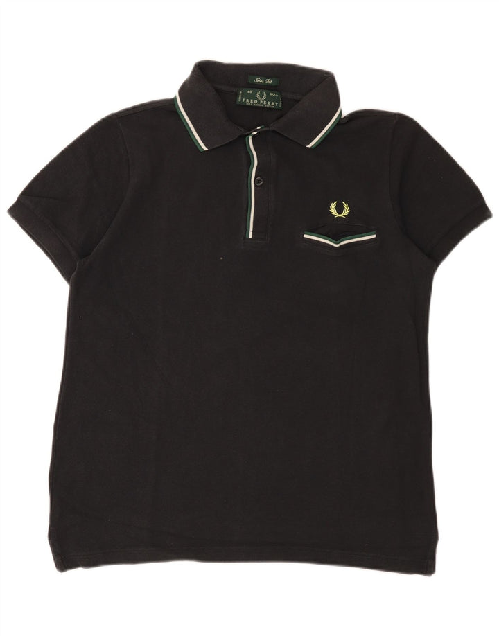 Cămașă polo pentru bărbați Fred Perry, slim fit, bumbac mediu negru