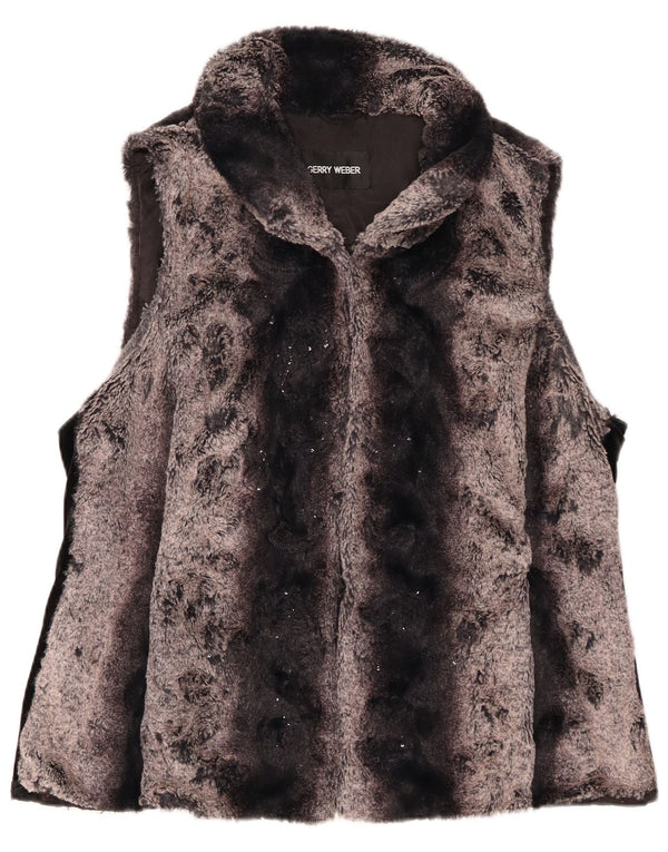 Gerry Weber Gilet cu blană artificială pentru femei UK 16, mare, gri cu dungi